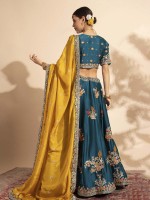 Peacock Blue Premium Organza Readymade Lehenga Choli